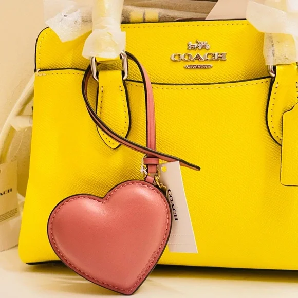 Coach Genuine Leather Puffy Heart Bag Charm/ Keychain - Picture 10 of 15